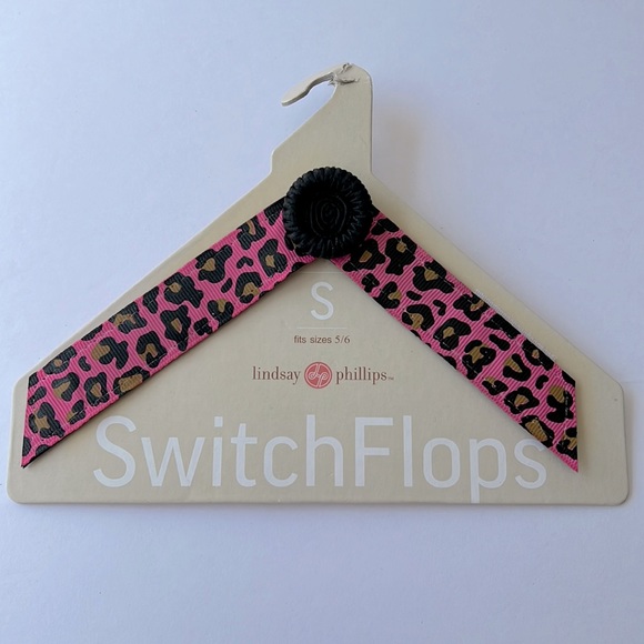Switch Flops by Lindsay Phillips Straps pink Leopard pint size small 5/6 NWT - Picture 1 of 2